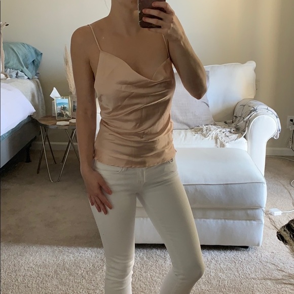 Cotton Candy Tops - Sexy silky Champagne top